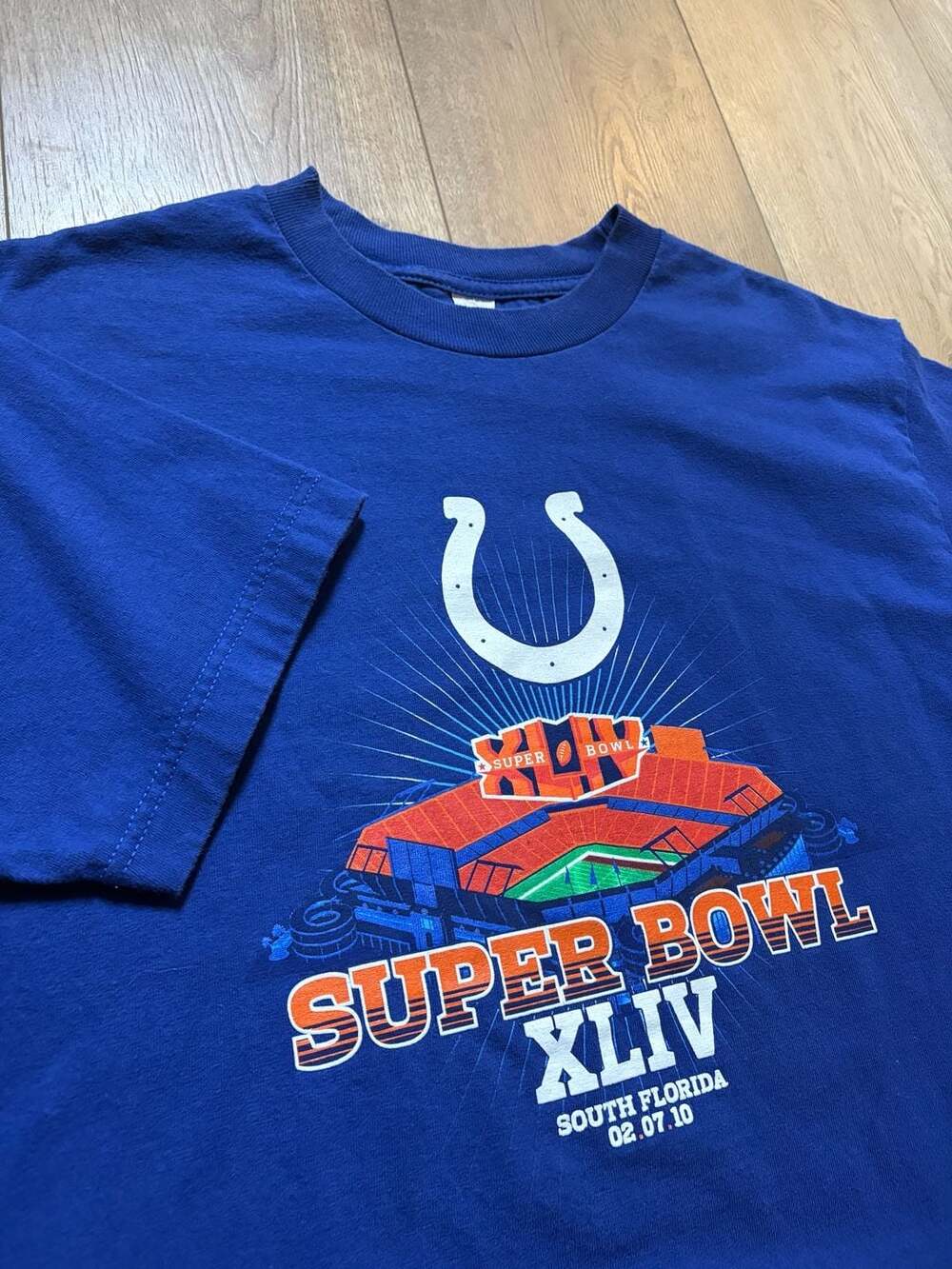 NFL Indianapolis Colts Super Bowl XLIV South Florida 2010 T-Shirt Medium Blue